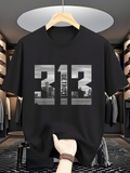 Men's T-Shirt City Skyline With Urban Buildings Detroit Number Graphic