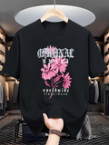 Men's T-Shirt Worldwide Streetwear Pink Floral Blooms With Modern Artistic Graphic Flower