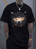 Men's T-Shirt Dark Roads For Dark Nights Glowing Orange Spiders On A Web