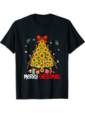 Men's T-Shirt Merry Christmas Sunflowers And Candy Cane Christmas Tree