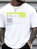 Men's T-Shirt Modern Graphic Lines And Digital Accents Surrounding Large NYC Letters