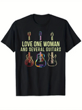 Men's T-Shirt Love One Woman Vibrant Neon Strings With Array Of Electric Guitars