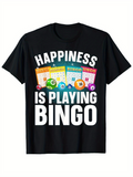 Men's T-Shirt Happiness Is Playing Bingo Bright Cards And Colorful Bingo Balls