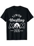 Men's T-Shirt Senior Wrestling Mom 2026 Graphic With Silhouette Wrestlers Under Bold Lettering