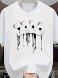 Men's T-Shirt Dripping Ink Forming Card Suits Melting Playing Cards