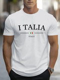 Men's T-Shirt Italia And Italy Text With Small Flag Center