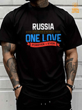 Men's T-Shirt Russia One Love Forever Ever Typography Print