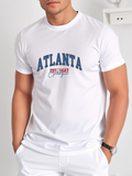 Men's T-Shirt Atlanta Est 1847 Collegiate Lettering White Cotton T Shirt