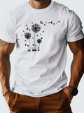 Men's T-Shirt Floating Breezes With Dandelion Seeds And Scattered Butterflies Flower