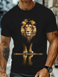 Men's T-Shirt Golden Reflections With Roaring King Standing Proud Lion