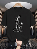 Men's T-Shirt Urban Night Walk Silhouette Style Man And Dog
