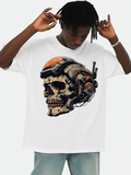 Men's T-Shirt Mechanical Punk With Cybernetic Skull Wearing Futuristic Headgear