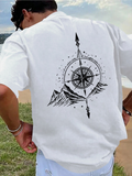 Men's T-Shirt Hand Drawn Compass Rose Arrow And Mountain Range