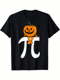 Men's T-Shirt Halloween Pumpkin Sitting Above Large White Pi Symbol