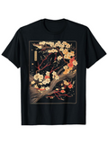Men's T-Shirt Blooming Sakura Branches Under Night Sky With Delicate Petals