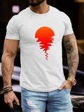 Men's T-Shirt Radiant Red Sunset Melting Over Reflective Still Water Surface