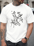 Men's T-Shirt Abstract Single Line Art With Expressive Flying Birds