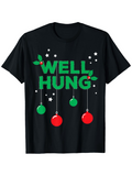 Men's T-Shirt Well Hung Christmas Ornaments Dangling Among Festive Holiday Stars T Shirt