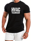 Men's T-Shirt Vintage Grunge White Text On Black Crewneck Shirt Technician