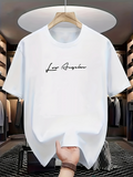 Men's T-Shirt Los Angeles Minimal Modern Calligraphy Script Urban White T Shirt