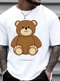 Men's T-Shirt Cute Cartoon Drawing With Big Soft Ears Smiling Brown Teddy Bear