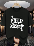 Men's T-Shirt Field Hockey With Sticks Illustrated In Bold Lettered Print