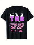 Men's T-Shirt Saving Lives One Cat At A Time With Silhouettes Of Playful Cats