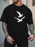 Men's T-Shirt Minimal Silhouette Two White Birds Flying Over Calm Skies T Shirt