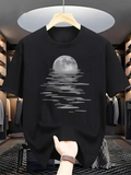 Men's T-Shirt Full Moon Silvery Reflections Shimmering Over Dark Calm Water