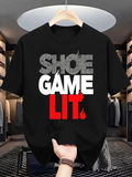 Men's T-Shirt Shoe Game Lit Fiery Letters Modern Typography Tee