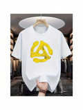 Men's T-Shirt Abstract Yellow Vinyl Adapter Shape With Urban Distressed Paint Pattern