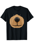 Men's T-Shirt Cartoon Style Soft Brown Face With Playful Animal Eyes Bear