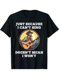 Men's T-Shirt Just Because I Cant Sing Doesnt Mean I Wont Sunset Campfire With Bearded Man Playing Guitar