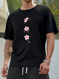 Men's T-Shirt Falling Petals With Pink Cherry Blossom Flowers Gently Adorning T Shirt