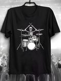Men's T-Shirt Energetic Stage Lights With Skeleton Playing The Drum Set