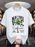 Men's T-Shirt Malibu Vibe California Palm Tree Under Sunny Sky