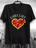 Men's T-Shirt Lunch Lady With Crispy Melting Cheese Pepperoni Heart Shaped Pizza