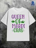 Men's T-Shirt Queen Of Mardi Gras Playful Green Crowns White T Shirt