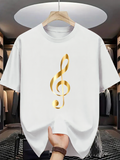 Men's T-Shirt Golden Metallic Shine With Elegant Single Treble Clef Music Symbol
