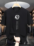 Men's T-Shirt Stylized Black Abstract Swirl Graphic With Vertical Lettering T Shirt