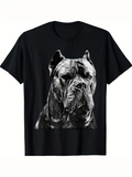 Men's T-Shirt Realistic Monochrome Portrait With Shadows And Glossy Fur Dog