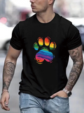 Men's T-Shirt Vivid Rainbow Colors Forming A Bold Dog Paw Print