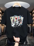 Men's T-Shirt Fading Playing Cards With Flaming Poker Suits Spilling Out