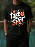 Men's T-Shirt Take The Shot With Orange Basketball And Lightning Effects T Shirt