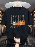 Men's T-Shirt Melodic Instrument Harmony Among Colorful Electric And Acoustic Guitars