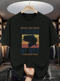 Men's T-Shirt After All These Years Of Fishing My Wife Is Still My Best Catch With Sunset Stripes Featuring A Fish Silhouette