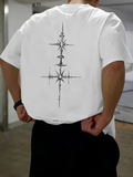 Men's T-Shirt Symmetrical Abstract Lines With Geometric Sharp Points And Starburst Cross Symbol