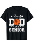 Men's T-Shirt Proud Dad Of A Senior With Basketball Among Bold White Graphic Letters
