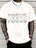 Men's T-Shirt Focus Minimalist Overlapping Lettering With Bold Urban White T Shirt