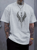 Men's T-Shirt Intricate Symmetrical Wings With Tribal Ink Style Symbol